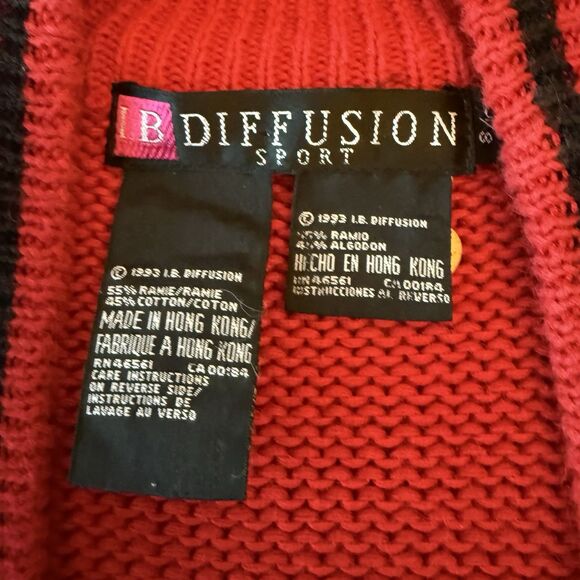 Vintage 1993 I.B. Diffusion Sport Cardigan Sweater – Women’s Small – Red Black - Picture 2 of 7
